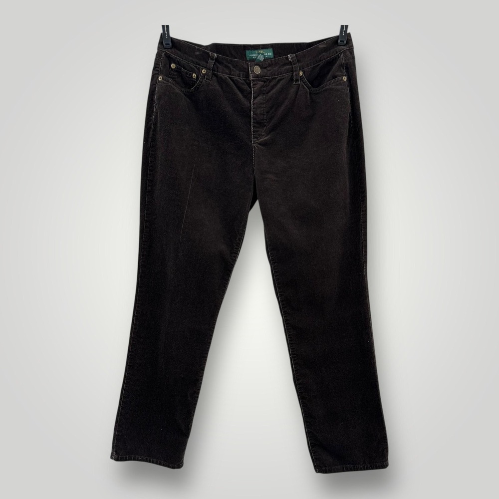 Lauren‎ Ralph Lauren Corduroy Jeans Womens Size 16W Plus Brown Straight Stretch